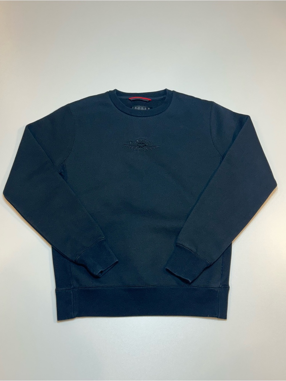 Nike Air Jordan Wings Classic Crewneck Sweatshirt Black Tonal Embroidered